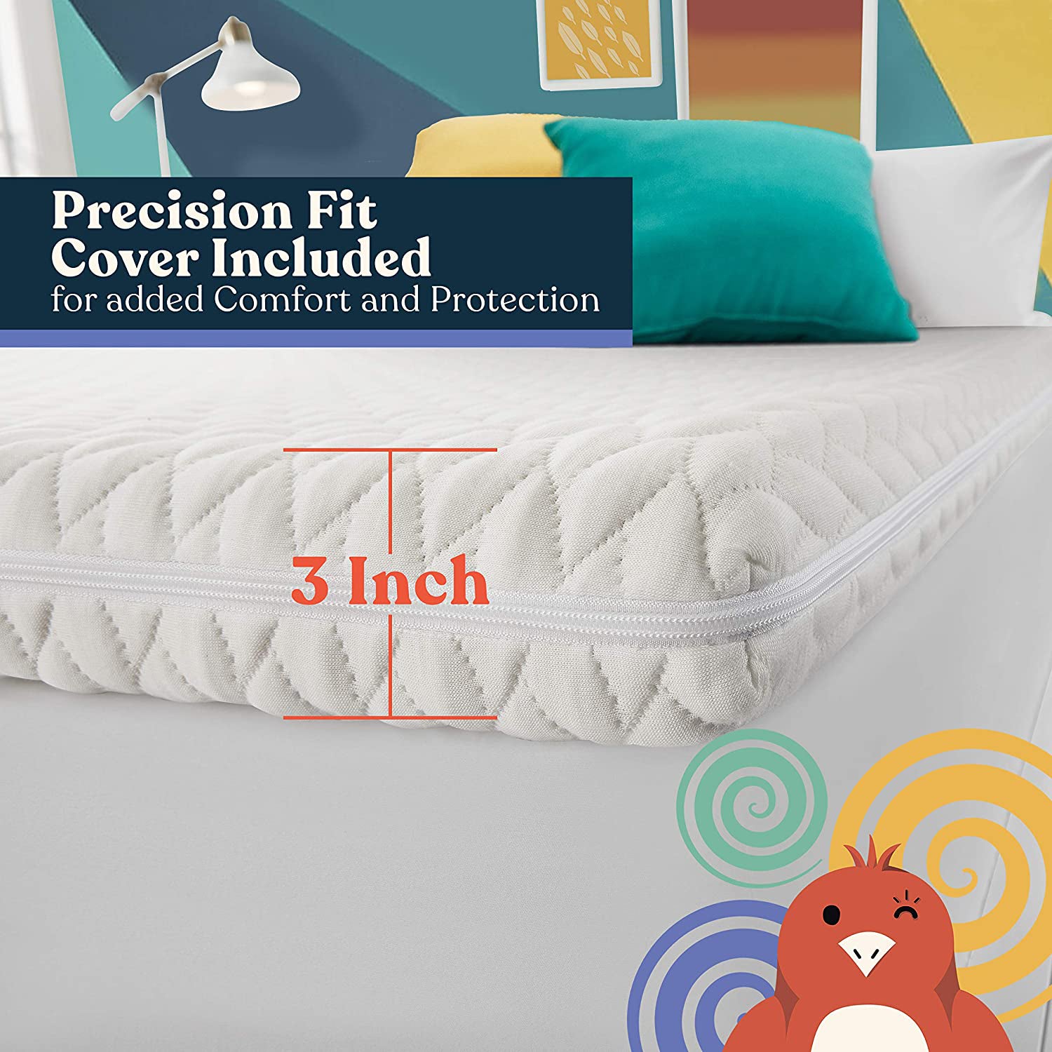 Early Bird Fusion 3 In Hybrid 2 in 1 Custom Reversible Mattress Topper, Twin