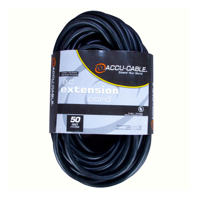 American DJ 50 Foot 16 Gauge Extension Cable ETL Approved, Black (Open Box)