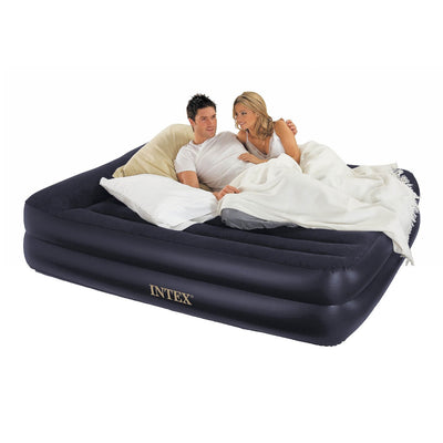 Intex Raised Fiber Tech Air Mattress Bed with Built In Pump, Queen (4 Pack)