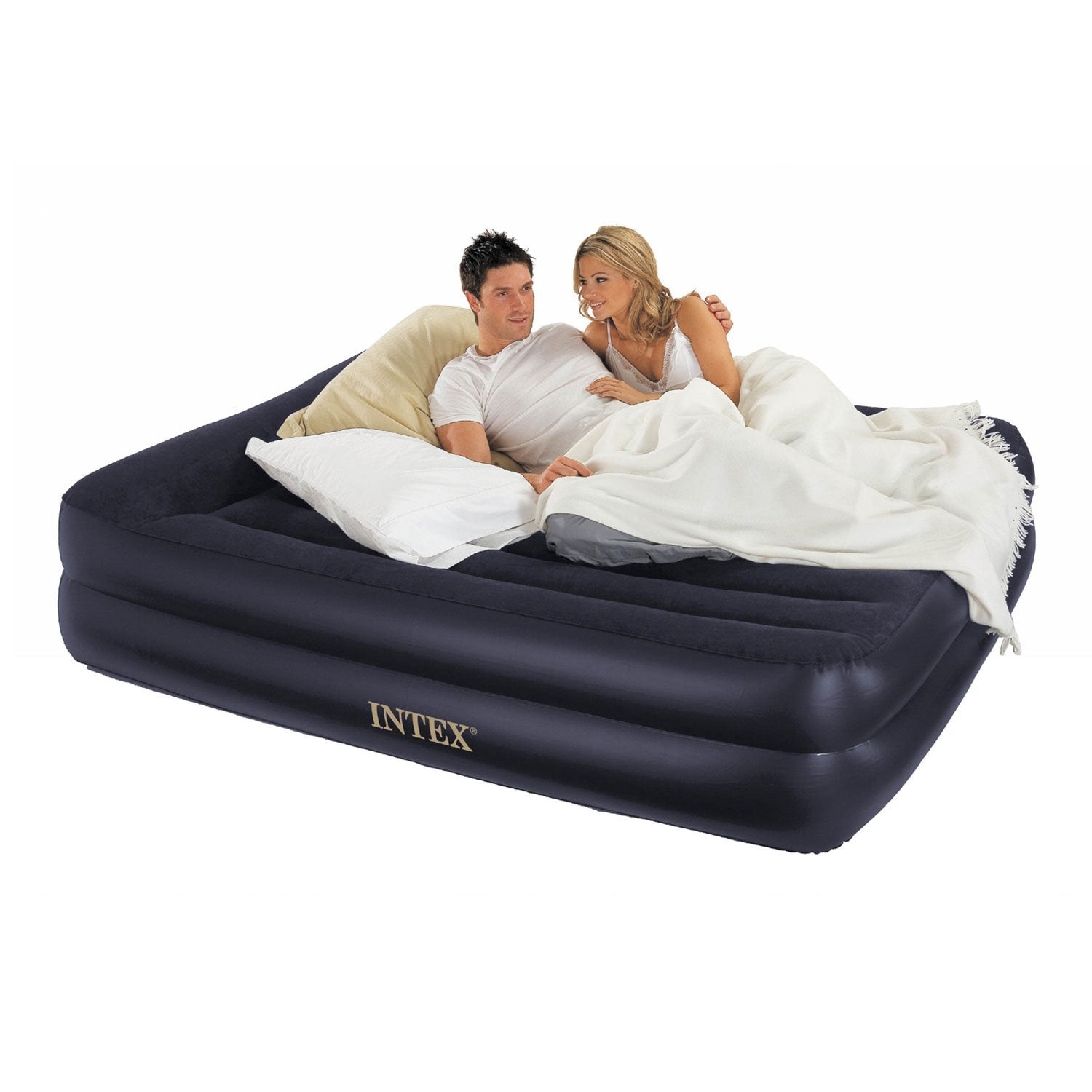 Intex Raised Fiber Tech Air Mattress Bed with Built In Pump, Queen (3 Pack)