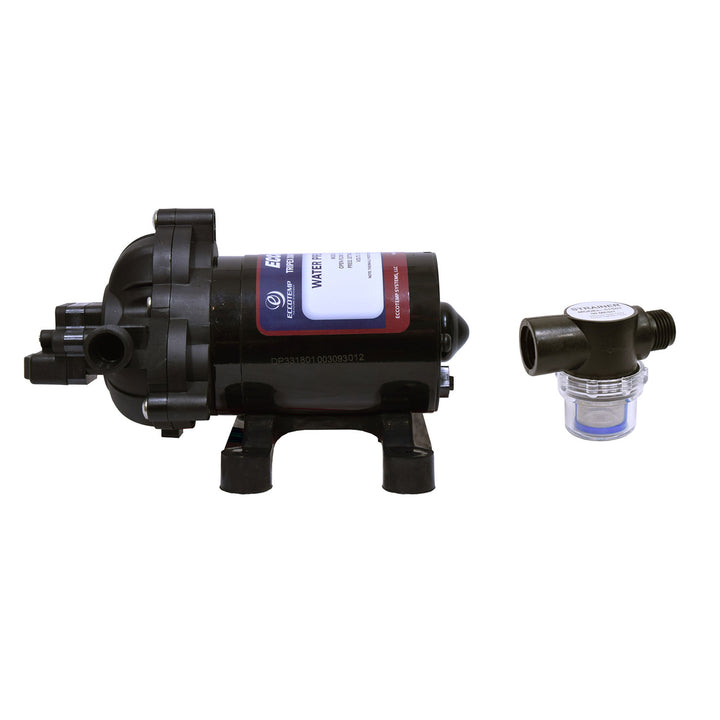 Eccotemp EccoFlo Triplex Diaphragm 2.9 GPM 12V Water Heater Pump and Strainer