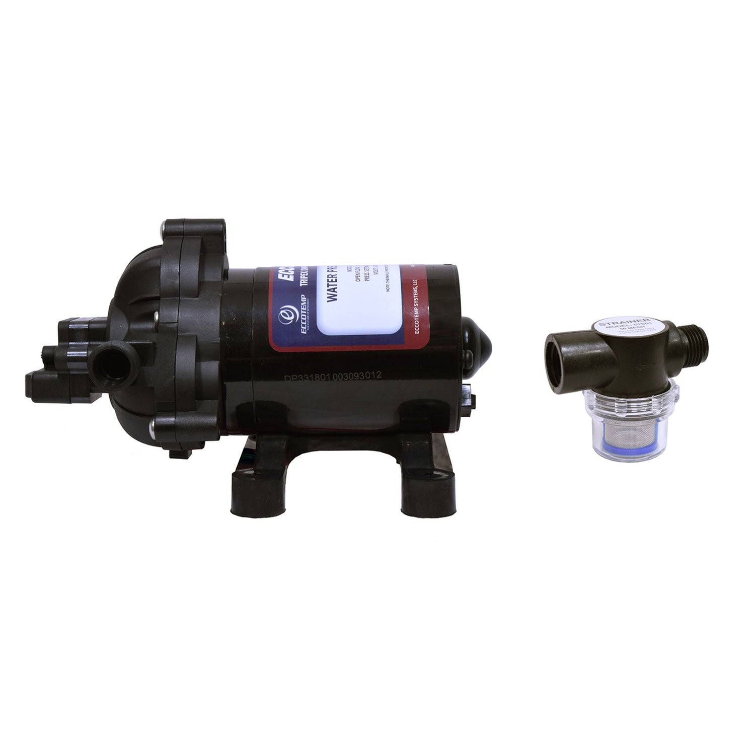 Eccotemp EccoFlo Triplex Diaphragm 2.9 GPM 12V Water Heater Pump and Strainer - VMInnovations