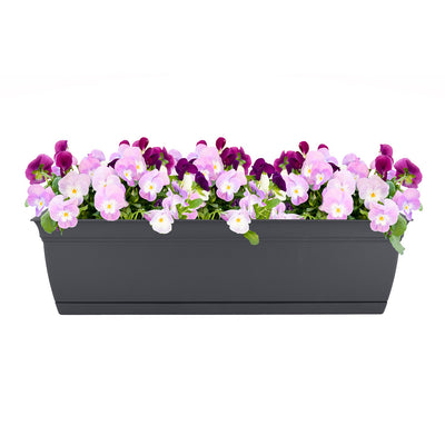 The HC Companies 30 Inch Eclipse Window Flower Box with Removable Saucer, Gray