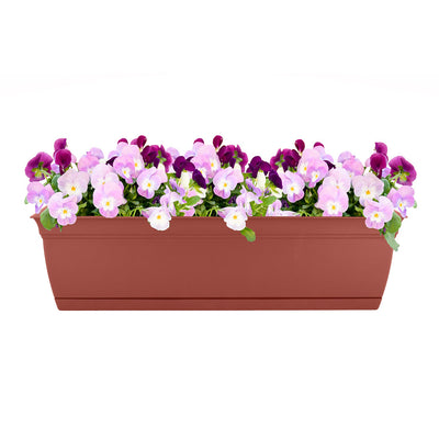 The HC Companies 24 Inch Eclipse Window Box with Removable Saucer, Terra Cotta