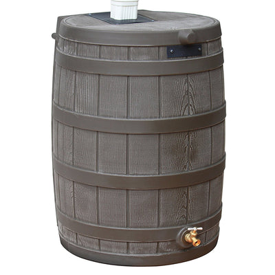 Good Ideas Rain Wizard 50 Gallon Plastic Rainwater Collection Barrel, Oak (Used)