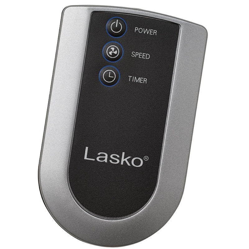Lasko 34 Inch 3 Speed Remote Control Power Pedestal Floor Fan, Black (Open Box)