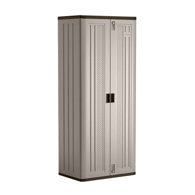 Suncast Tall Storage Cabinet Building with Shelves and Doors, Platinum  (2 Pack)