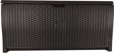 Suncast Backyard Patio Screen Gate w/ Backyard Patio Wicker Resin Storage Box