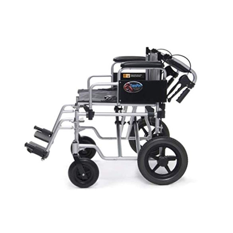 Graham Field Aluminum 24 Inch Durable Bariatric Transportation Wheelchair, Black