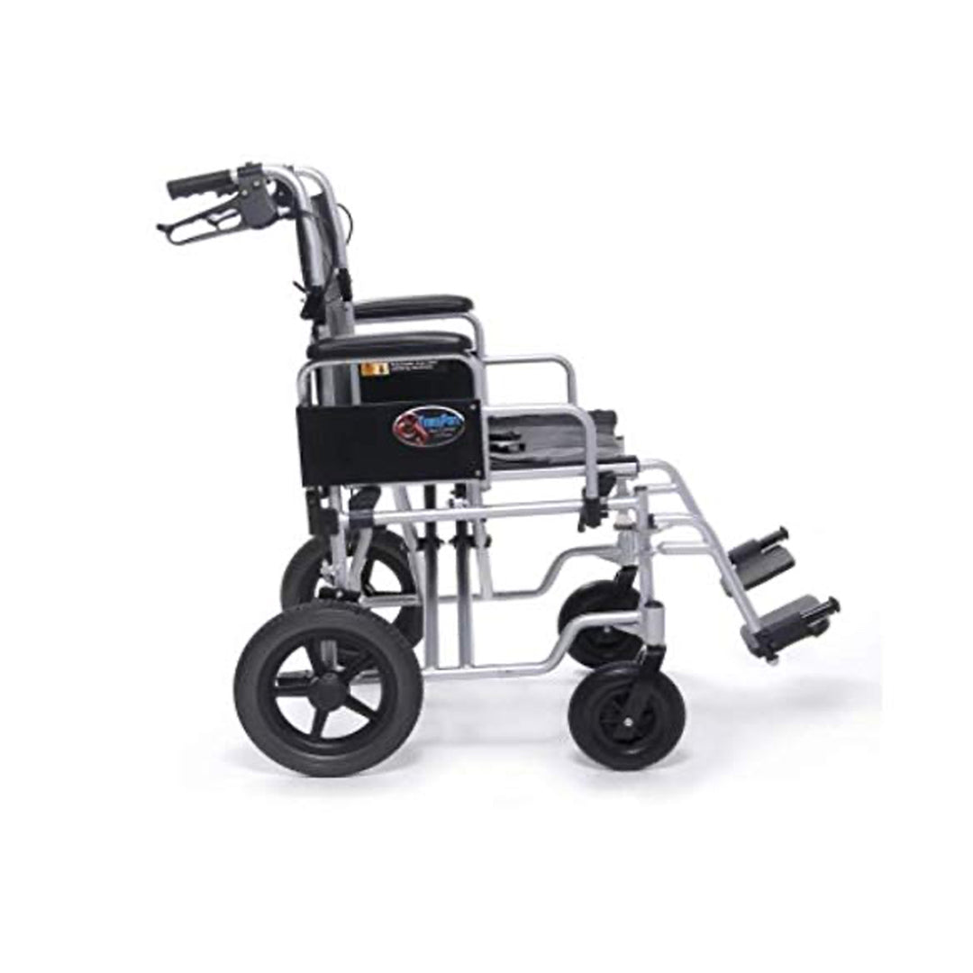 Graham Field Aluminum 24 Inch Durable Bariatric Transportation Wheelchair, Black