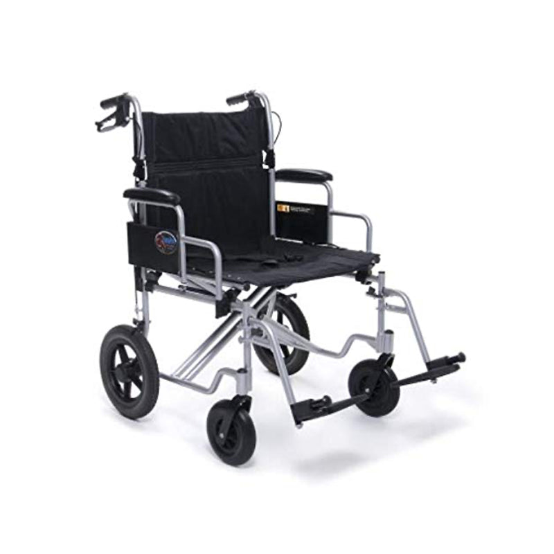 Graham Field Aluminum 24 Inch Durable Bariatric Transportation Wheelchair, Black