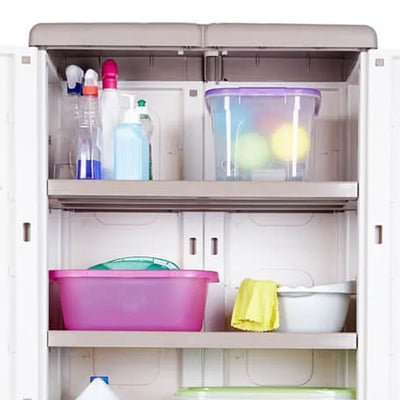Electra Adjustable 4-Shelf Garage Storage Cabinet, Beige & White (Open Box)