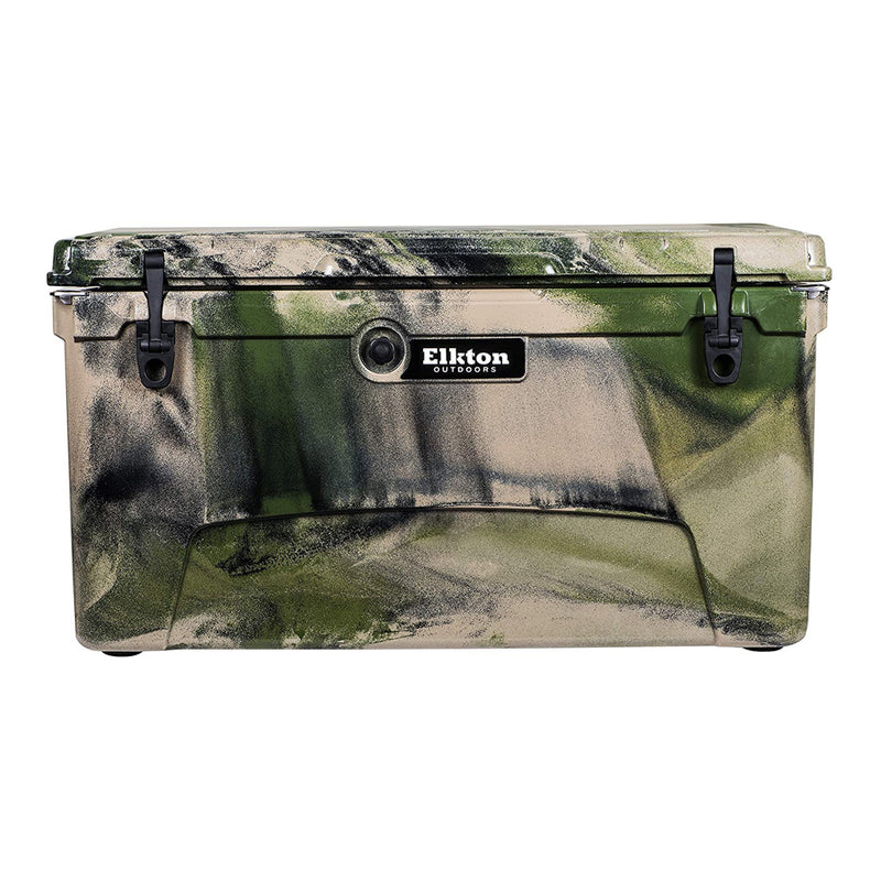 Elkton Outdoors Heavy Duty Portable 110 Quart Roto Molded Insulated Cooler, Camo