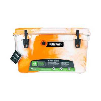 Elkton Outdoors Heavy Duty Portable 45 Quart Rotomolded Insulated Cooler, Orange