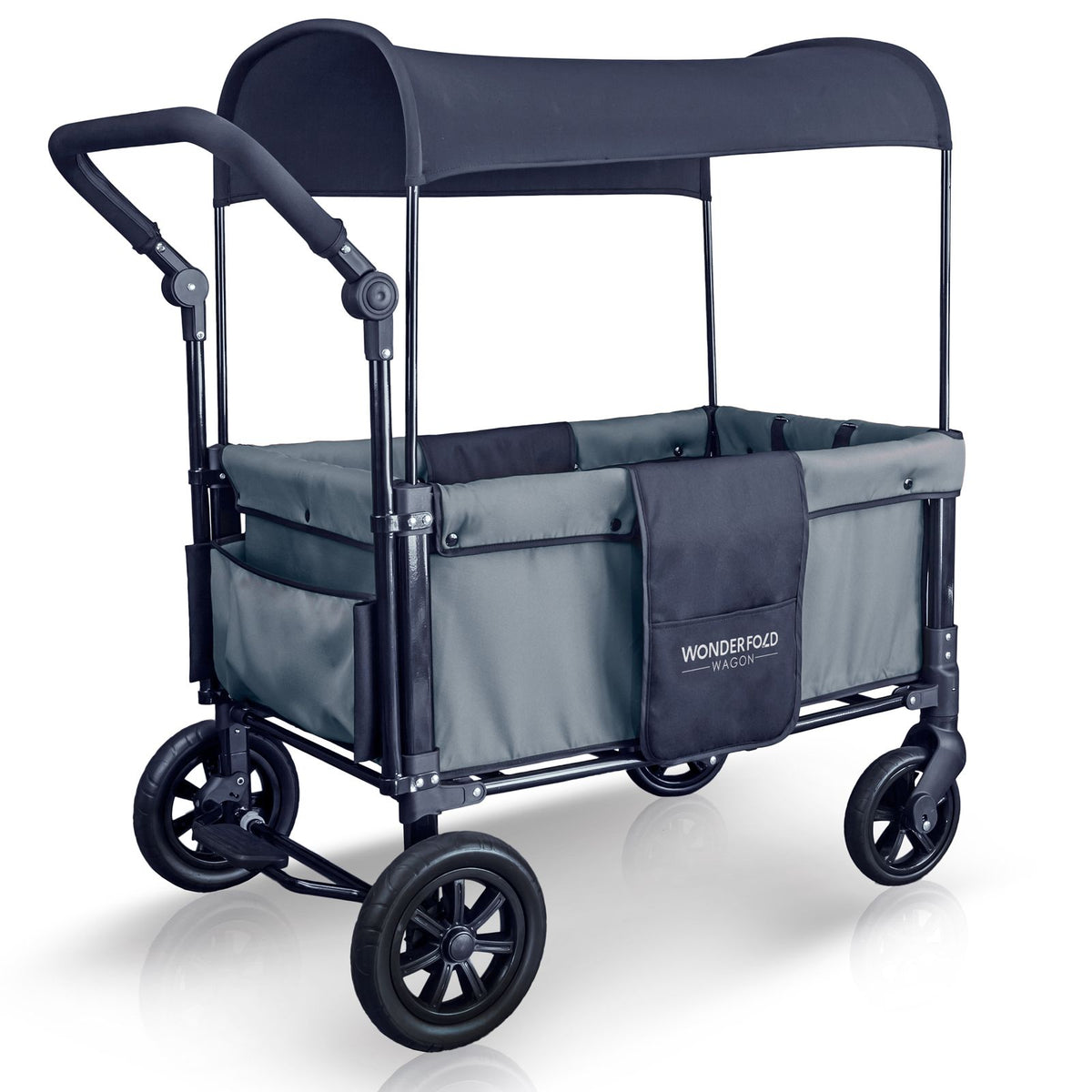WONDERFOLD 2 Passenger Push Folding Stroller Wagon, Smoky Gray (Open Box)