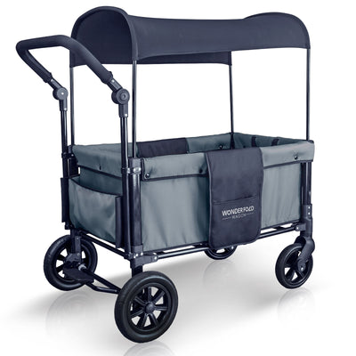 WONDERFOLD 2 Passenger Push Folding Stroller Wagon, Smoky Gray (Open Box)