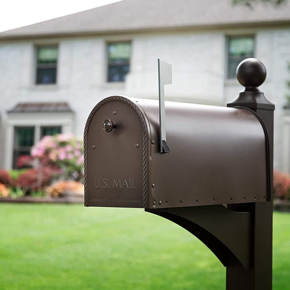 Gibraltar Mailboxes Edwards Steel Large Post Mount Mailbox, Bronze (Damaged)