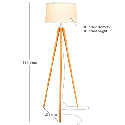 Brightech Emma Home 60" Tall Standing LED Light Tripod Floor Lamp, Wood (Used)