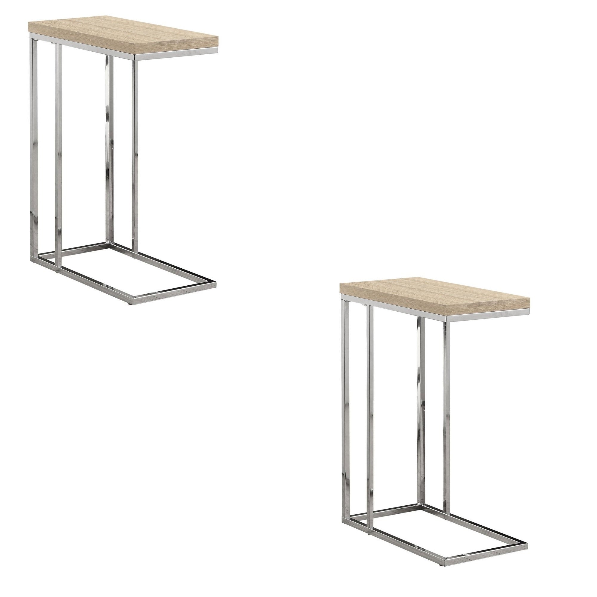 Monarch Specialties Contemporary Accent Rectangular Side End Table, Natural (2)