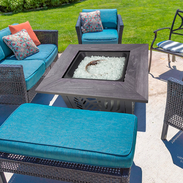 Endless Summer Lindsey 30 Inch Square Outdoor UV Printed LP Gas Fire Pit Table - VMInnovations