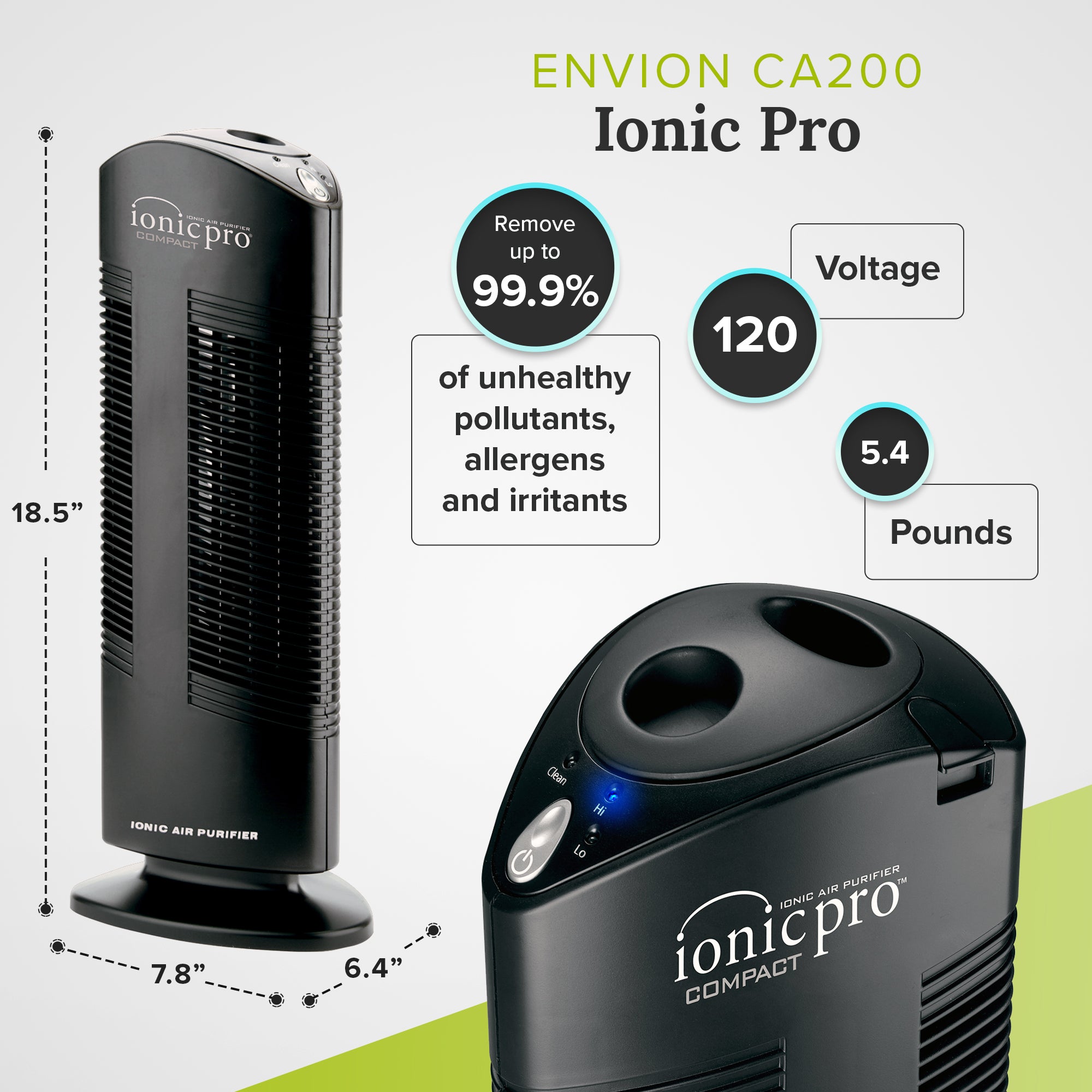 ENVION CA200 Ionic Pro Medium Room Silent Compact Tower Air Purifier (Used) - VMInnovations
