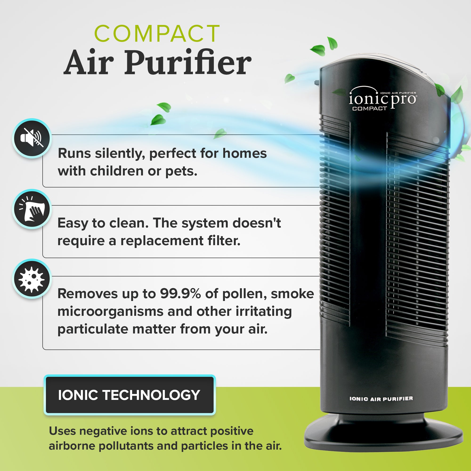ENVION CA200 Ionic Pro Medium Room Silent Compact Tower Air Purifier (Used) - VMInnovations