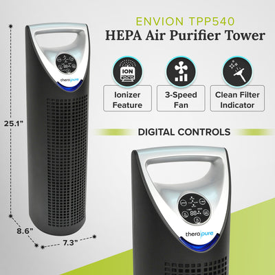ENVION Therapure Medium to Large Room HEPA Air Purifier Tower w/3 Speeds (Used) - VMInnovations