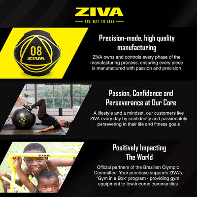 ZIVA Dual Grip Medicine Ball for Strength Training & Core, 12 Lbs (Open Box)