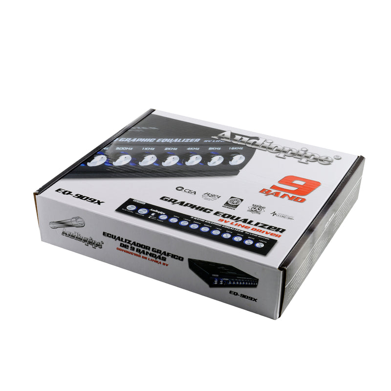 Audiopipe EQ-908X 9 Band 9V Half DIN Parametric Graphic Car Audio Equalizer EQ