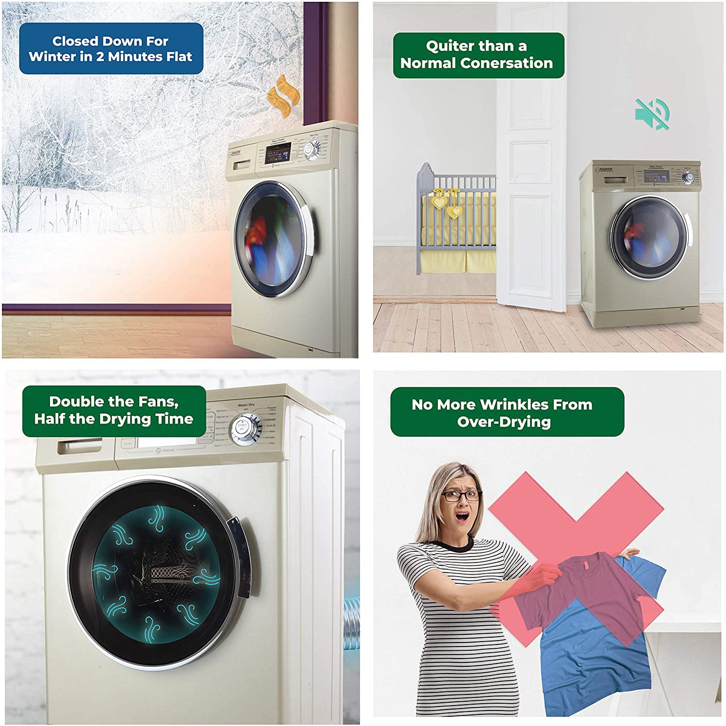 Equator Super Combination Vent/Ventless Home Washing Machine Dryer Unit, Gold