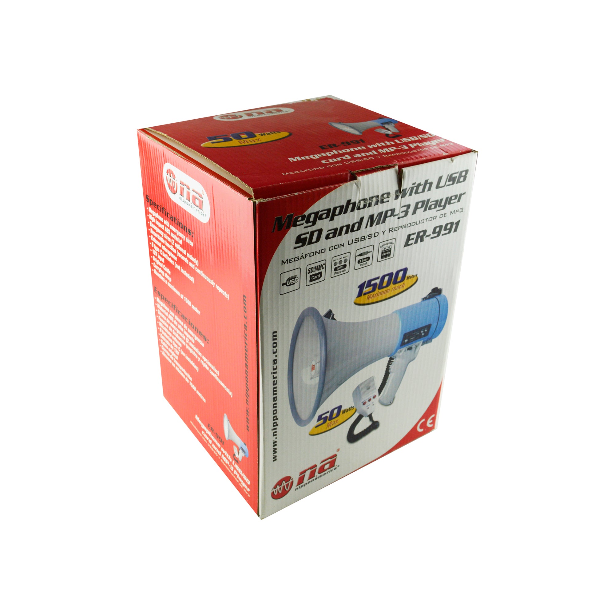 Nippon America ER-991 Megaphone Speaker w/ Built In Siren, 50 Watts (Open Box)