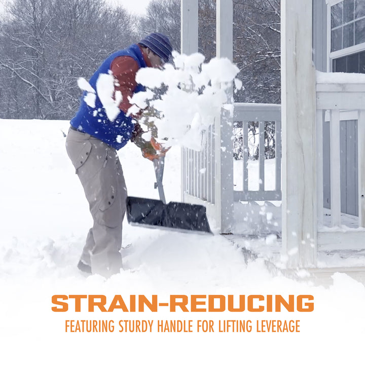 ErgieShovel 18” Steel Snow Shovel, 34.5, Push Scoop Combination, Orange (Used) - VMInnovations