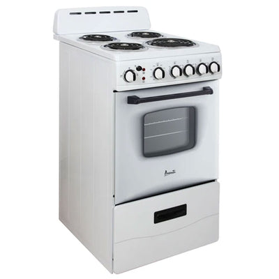 Avanti 20" 2.1 Cu Ft Electric Single Oven with 4 Burner Range, White (Open Box)