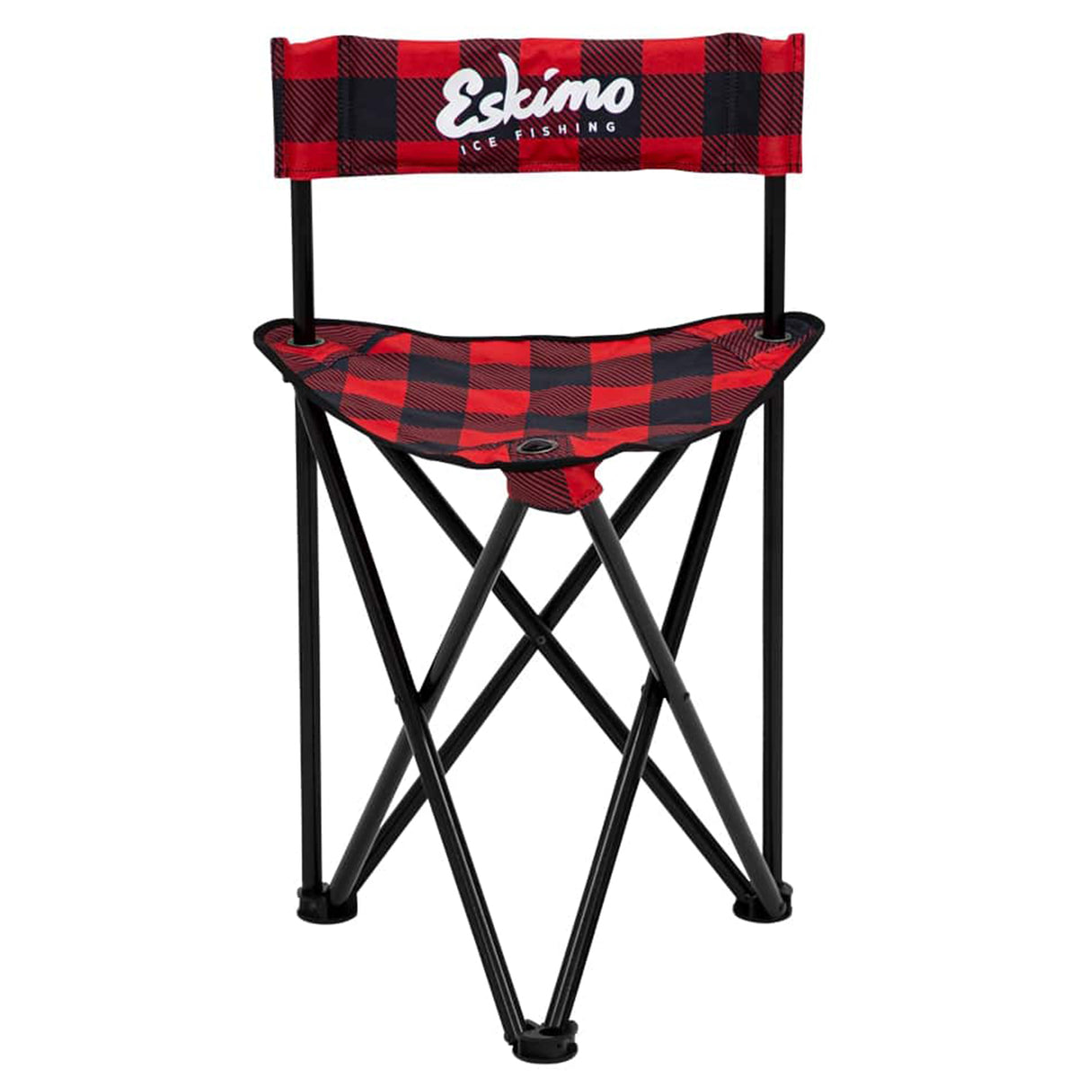 Eskimo Portable Plaid Folding Quad Ice Fishing Gear Seat Chair, Red (Open Box)