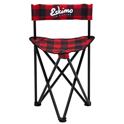 Eskimo Portable Plaid Folding Quad Ice Fishing Gear Seat Chair, Red (Open Box)