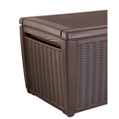Keter 220941 Sumatra 135 Gallon Outdoor Pool Cushion Storage Deck Box, Brown (Refurbished)