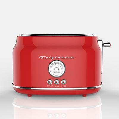 Frigidaire Retro Home Kitchen 2 Slice Toaster Maker with Wide Bread Slots, Red