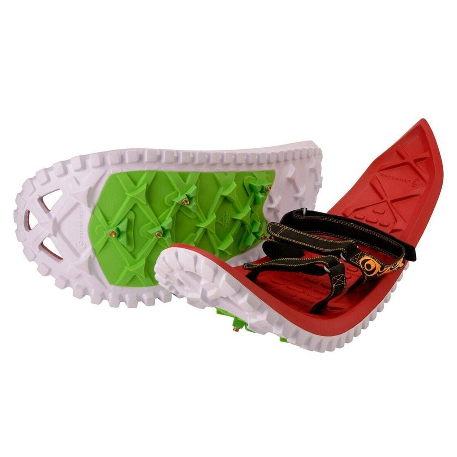 Crescent Moon Eva Foam Adult Snowshoes, Red & KID G Kid's Snowshoes, Volt Green