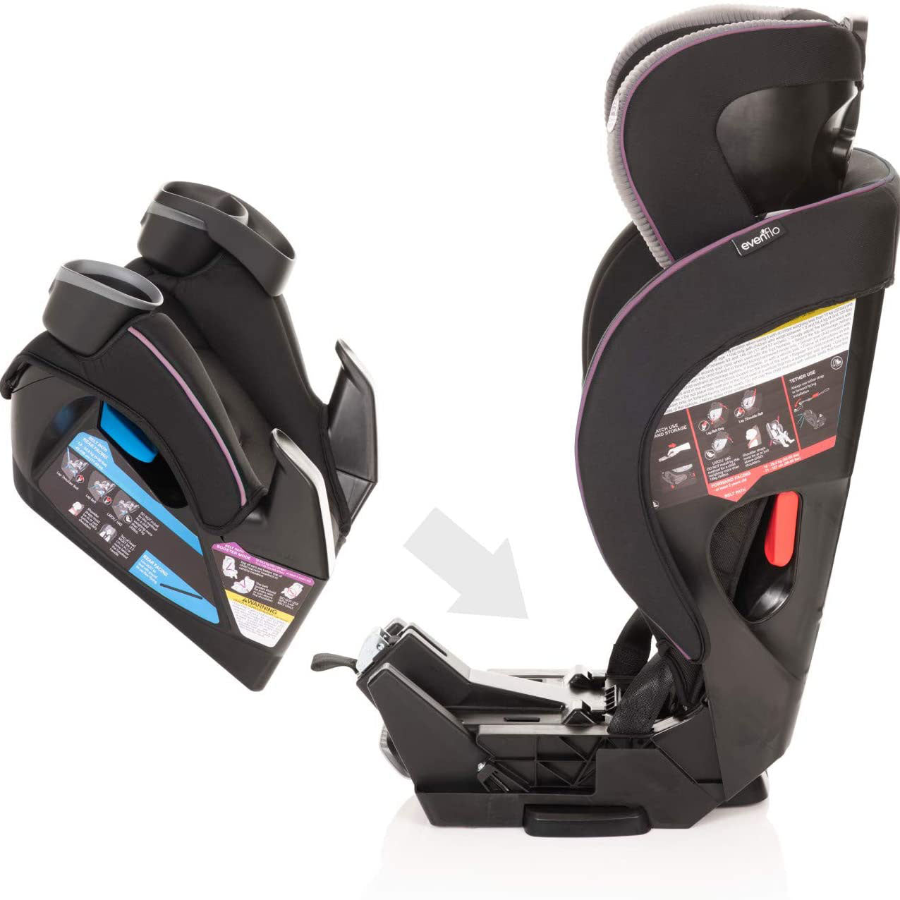 Evenflo EveryFit 4-in-1 Adjustable Convertible 12-Position Headrest Car Seat