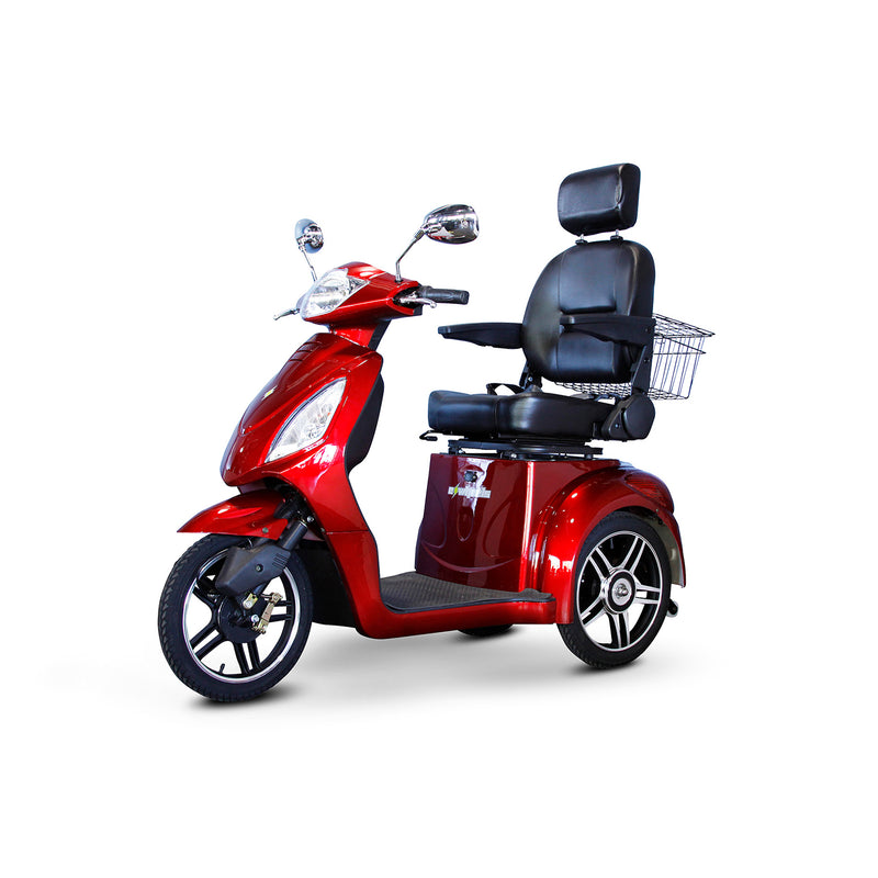 EWheels EW-36 3 Wheeled Wide Body Mobility Scooter w/ Anti Theft Alarm, Red