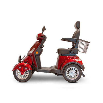 EWheels EW-46 4 Wheel 3 Speed Electric Battery Medical Mobility Scooter, Red