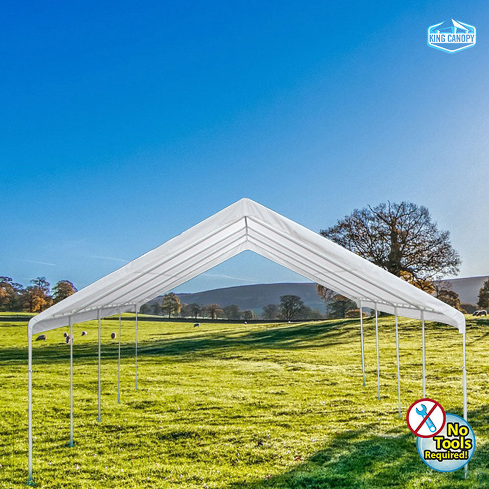King Canopy 12 x 20 & 20 x 20 Feet 8 Leg Dual Size Expandable Canopy, White