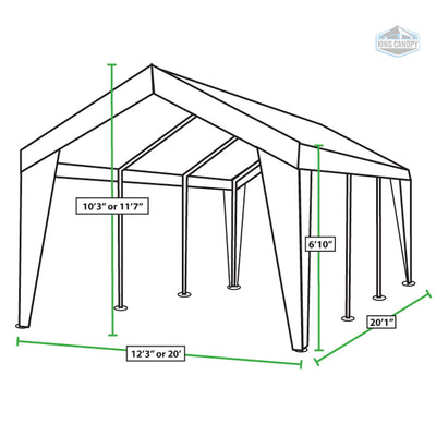 King Canopy 12 x 20 & 20 x 20 Feet 8 Leg Dual Size Expandable Canopy, White