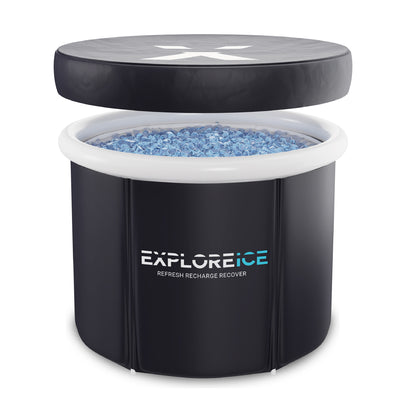 Explore Ice Bath Pro Max Extra Large Athlete Cold Plunge Bath Tub, Black/White