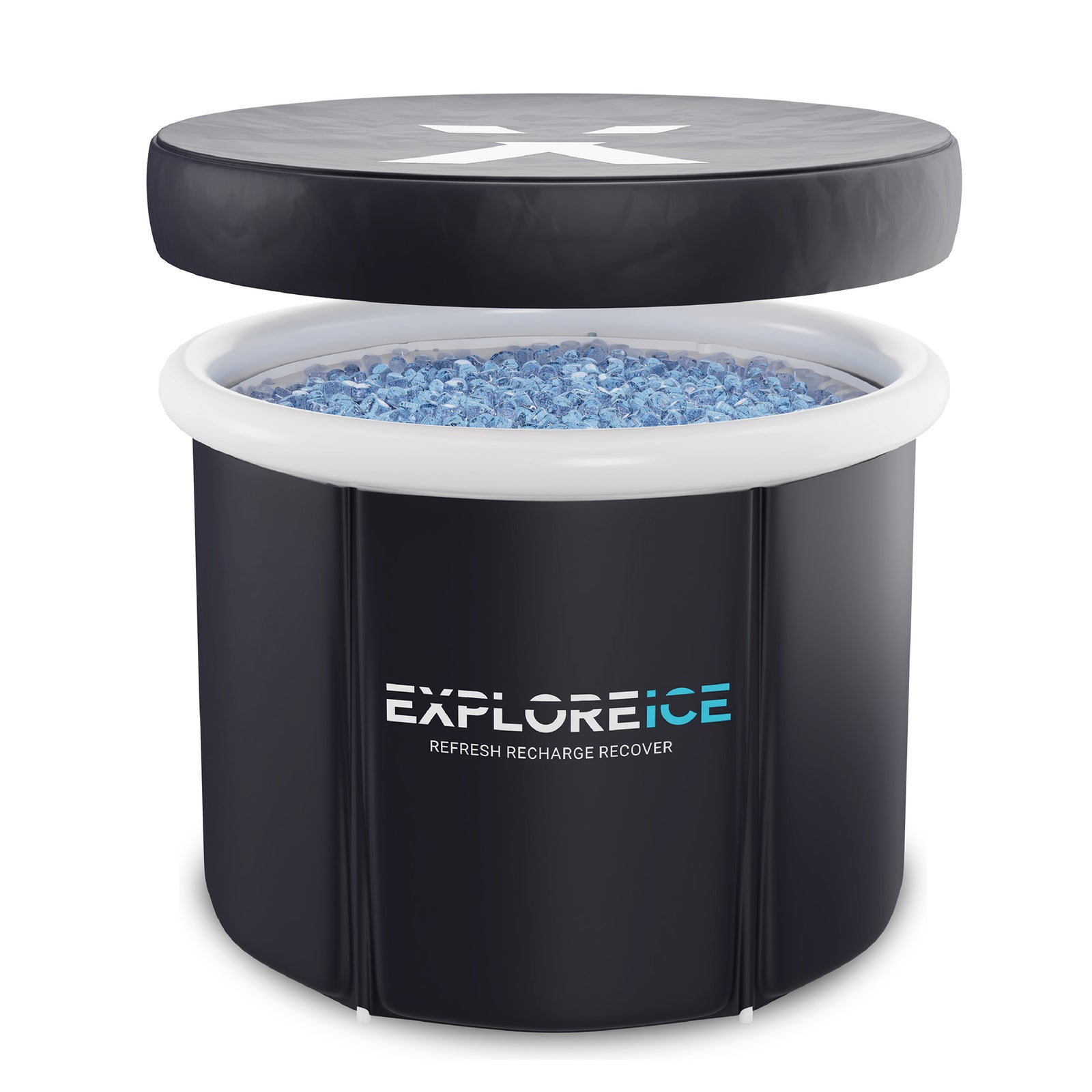 Explore Ice Bath Pro Max Extra Large Athlete Cold Plunge Bath Tub, Black/White - VMInnovations