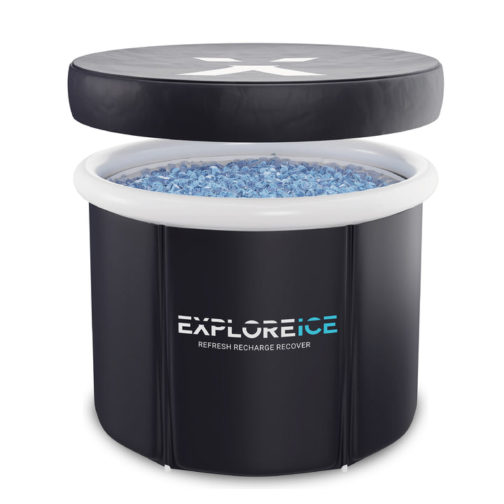 Explore Ice Bath Pro Max X-Large Athlete Cold Plunge Tub, Black/White (Open Box)