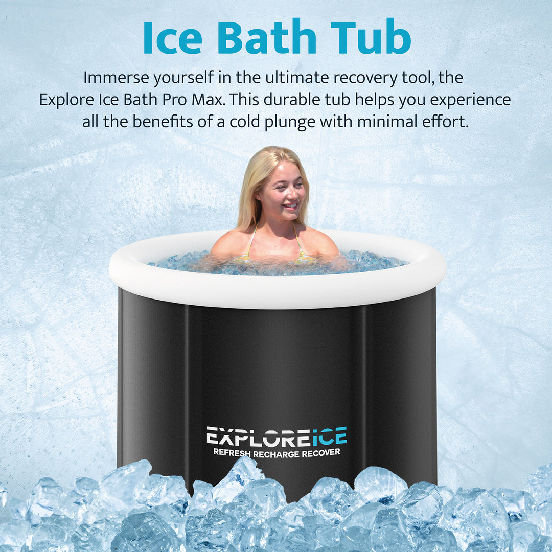 Explore Ice Bath Pro Max X-Large Athlete Cold Plunge Tub, Black/White (Open Box)