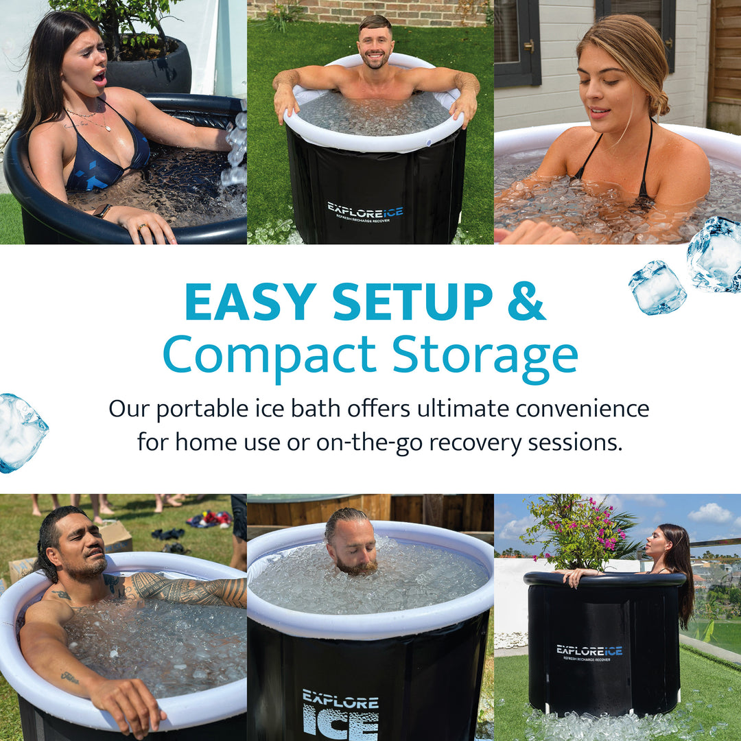 Explore Ice Bath Pro Max Extra Large Athlete Cold Plunge Bath Tub, Black/White - VMInnovations
