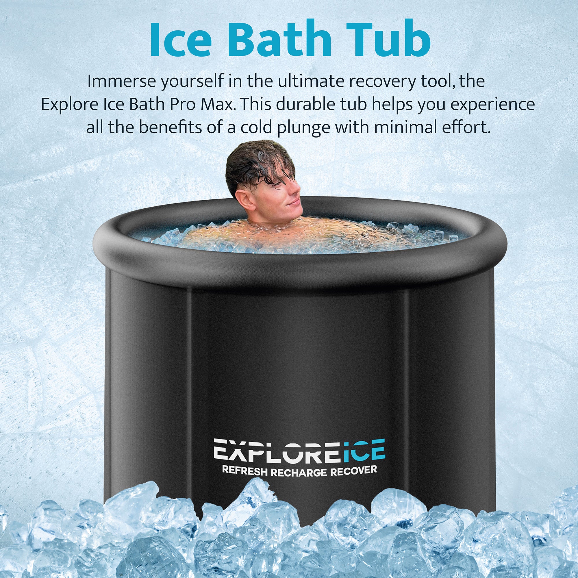Explore Ice Bath Pro Max XL Outdoor Athlete Cold Plunge Bath Tub, Black (Used)