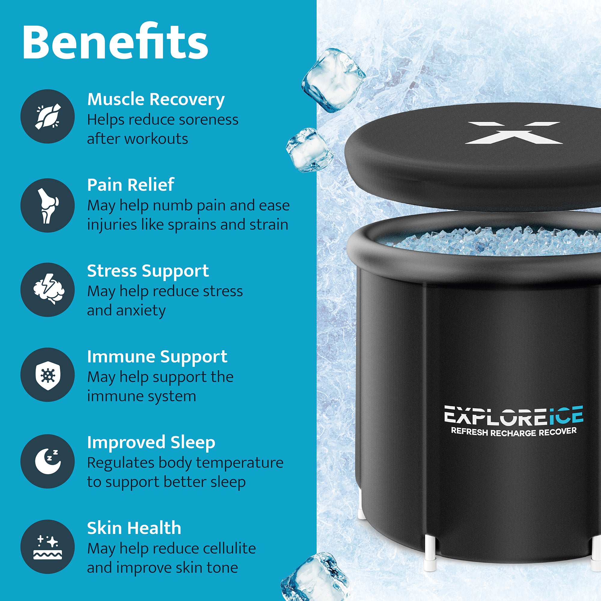 Explore Ice Bath Pro Max XL Outdoor Athlete Cold Plunge Bath Tub, Black (Used)